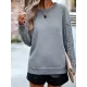 Solid Color Long Sleeves Loose Round-Neck Sweater Pullovers