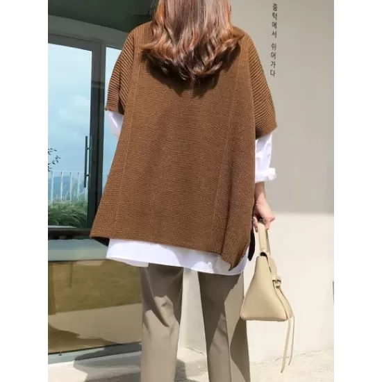 Casual Loose Split-Side Round-Neck Sweater Tops