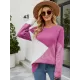 Casual Long Sleeves Loose Contrast Color Round-Neck Sweater Tops