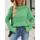 Hollow Solid Color Long Sleeves Loose Round-Neck Sweater Tops Pullovers Knitwear