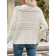 Hollow Solid Color Long Sleeves Loose Round-Neck Sweater Tops Pullovers Knitwear