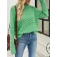 Hollow Solid Color Long Sleeves Loose Round-Neck Sweater Tops Pullovers Knitwear