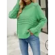 Hollow Solid Color Long Sleeves Loose Round-Neck Sweater Tops Pullovers Knitwear