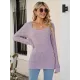 Casual Long Sleeves Skinny Solid Color Square-Neck Sweater Tops