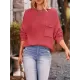 Hollow Pockets Solid Color Batwing Sleeves Long Sleeves Round-Neck Sweater Tops Pullovers Knitwear