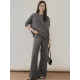 Urban Loose Solid Round-Neck Vest Top& V-Neck Sweater Tops& Wide Leg Pants Three-Piece Set