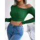 Solid Color Long Sleeves Skinny One-Shoulder Sweater Tops Pullovers