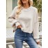 Solid Color Split-Joint Split-Side Batwing Sleeves High-Low Round-Neck Sweater Tops Pullovers