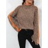 Casual Long Sleeves Loose Contrast Color Half Turtleneck Sweater Tops