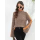 Casual Long Sleeves Loose Contrast Color Half Turtleneck Sweater Tops