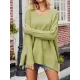 Solid Color Split-Side Batwing Sleeves Long Sleeves V-Neck Sweater Tops Pullovers Knitwear