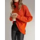 Casual Loose Long Sleeves Split-Side Solid Color High-Neck Sweater Tops