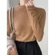 Simple Long Sleeves Skinny Solid Color High-Neck Pullovers