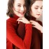 Casual Skinny Long Sleeves Solid Color Heaps Collar Sweater Tops Pullovers