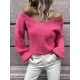 Casual Long Sleeves Loose Solid Color V-Neck Sweater Tops