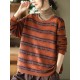 Artistic Retro Loose Long Sleeves Jacquard Round-Neck Sweater Tops