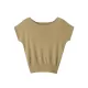 Stylish Loose Solid Color Boat Neck Knitwear Pullovers Tops