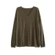 Solid Color Long Sleeves Loose V-Neck Sweater Tops