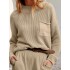 Pockets Solid Color Long Sleeves Loose Round-Neck Sweater Tops Pullovers Knitwear