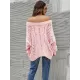 Vintage Long Sleeves Loose Solid Color Off-The-Shoulder Sweater Tops