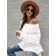 Vintage Long Sleeves Loose Solid Color Off-The-Shoulder Sweater Tops