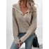 Casual Loose Long Sleeves Solid Color Lapel Collar Sweater Tops