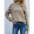 Stylish Long Sleeves Loose Solid Color High-Neck Sweater Tops