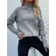 Stylish Long Sleeves Loose Solid Color High-Neck Sweater Tops