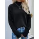 Stylish Long Sleeves Loose Solid Color High-Neck Sweater Tops