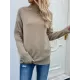 Stylish Long Sleeves Loose Solid Color High-Neck Sweater Tops