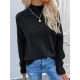 Stylish Long Sleeves Loose Solid Color High-Neck Sweater Tops