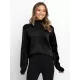 Stylish Long Sleeves Loose Solid Color High-Neck Sweater Tops