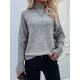 Stylish Long Sleeves Loose Solid Color High-Neck Sweater Tops