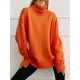 Casual Long Sleeves Loose Solid Color High-Neck Sweater Tops