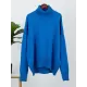 Casual Long Sleeves Loose Solid Color High-Neck Sweater Tops