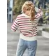 Casual Loose Striped Polo Sweater Top