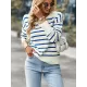 Casual Loose Striped Polo Sweater Top