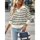 Casual Loose Striped Polo Sweater Top