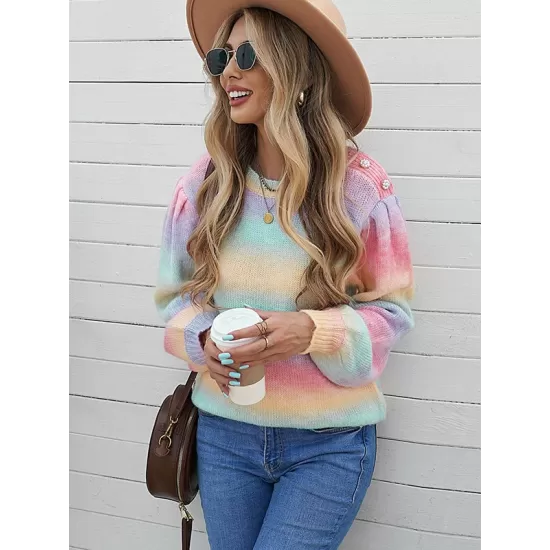 Casual Loose Patchwork Round-Neck Sweater Top