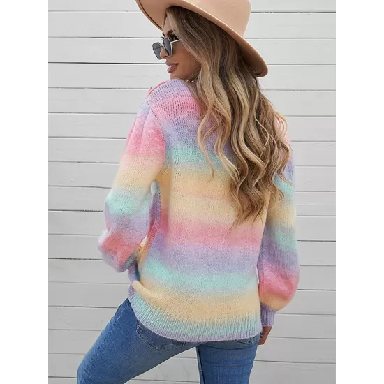 Casual Loose Patchwork Round-Neck Sweater Top