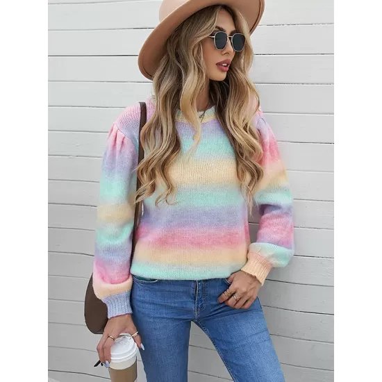 Casual Loose Patchwork Round-Neck Sweater Top