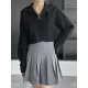 Simple Batwing Sleeves Long Sleeves Jacquard Solid Color Lapel Collar Sweater Tops