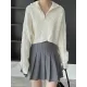 Simple Batwing Sleeves Long Sleeves Jacquard Solid Color Lapel Collar Sweater Tops