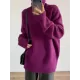 Casual Long Sleeves Loose Solid Color High-Neck Sweater Tops