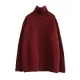 Casual Long Sleeves Loose Solid Color High-Neck Sweater Tops