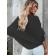 Loose Batwing Sleeves Twist Solid Color V-Neck Sweater Tops