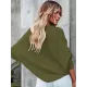 Loose Batwing Sleeves Twist Solid Color V-Neck Sweater Tops