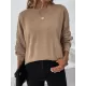 Knitted Twist Long Sleeves Solid Color Round-Neck Sweater Tops