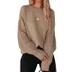 Knitted Twist Long Sleeves Solid Color Round-Neck Sweater Tops