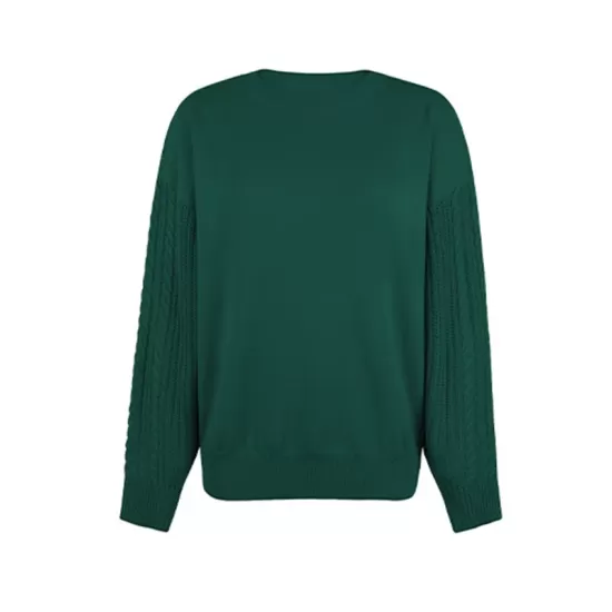 Knitted Twist Long Sleeves Solid Color Round-Neck Sweater Tops